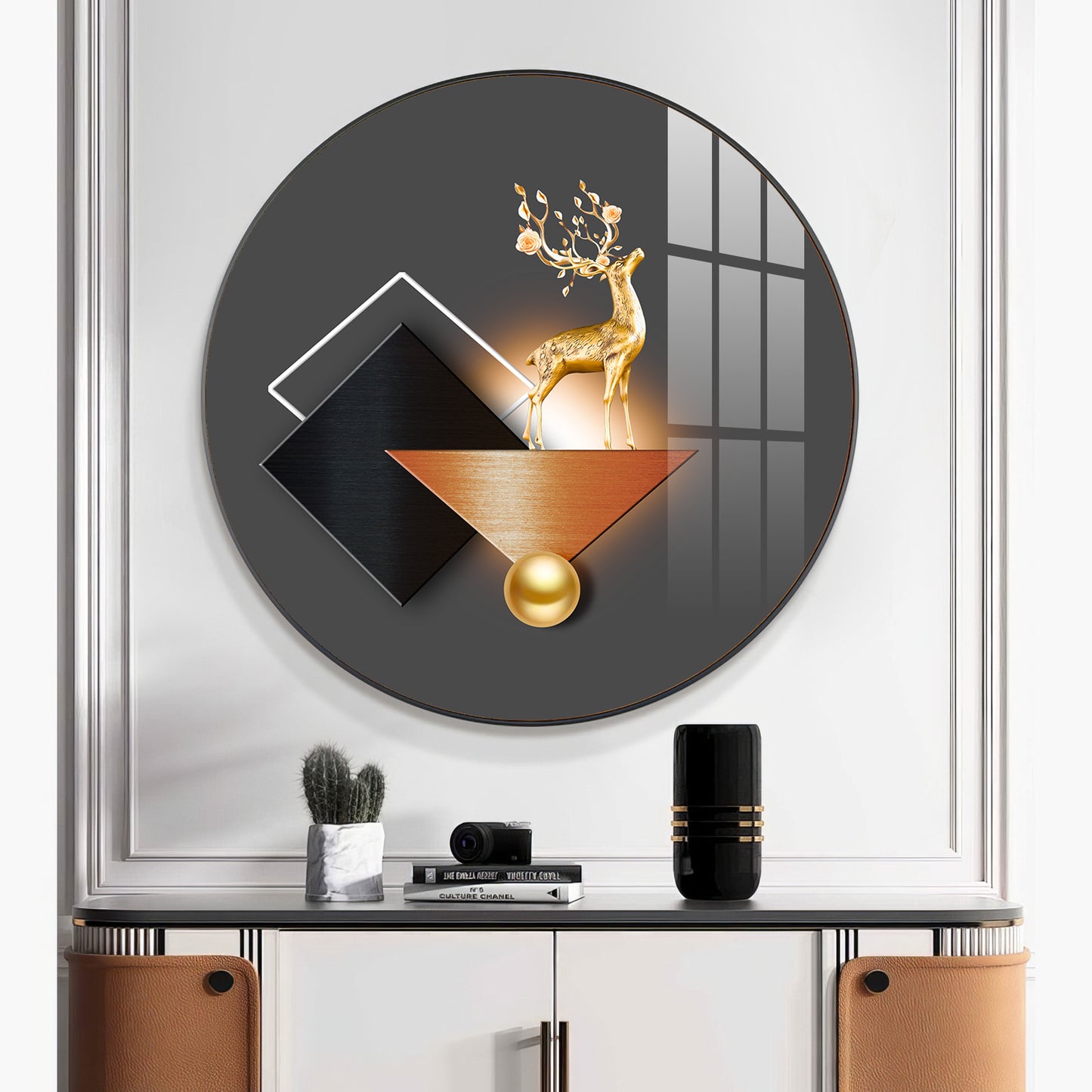 Antler Aesthetic Premium Acrylic Round Wall Art