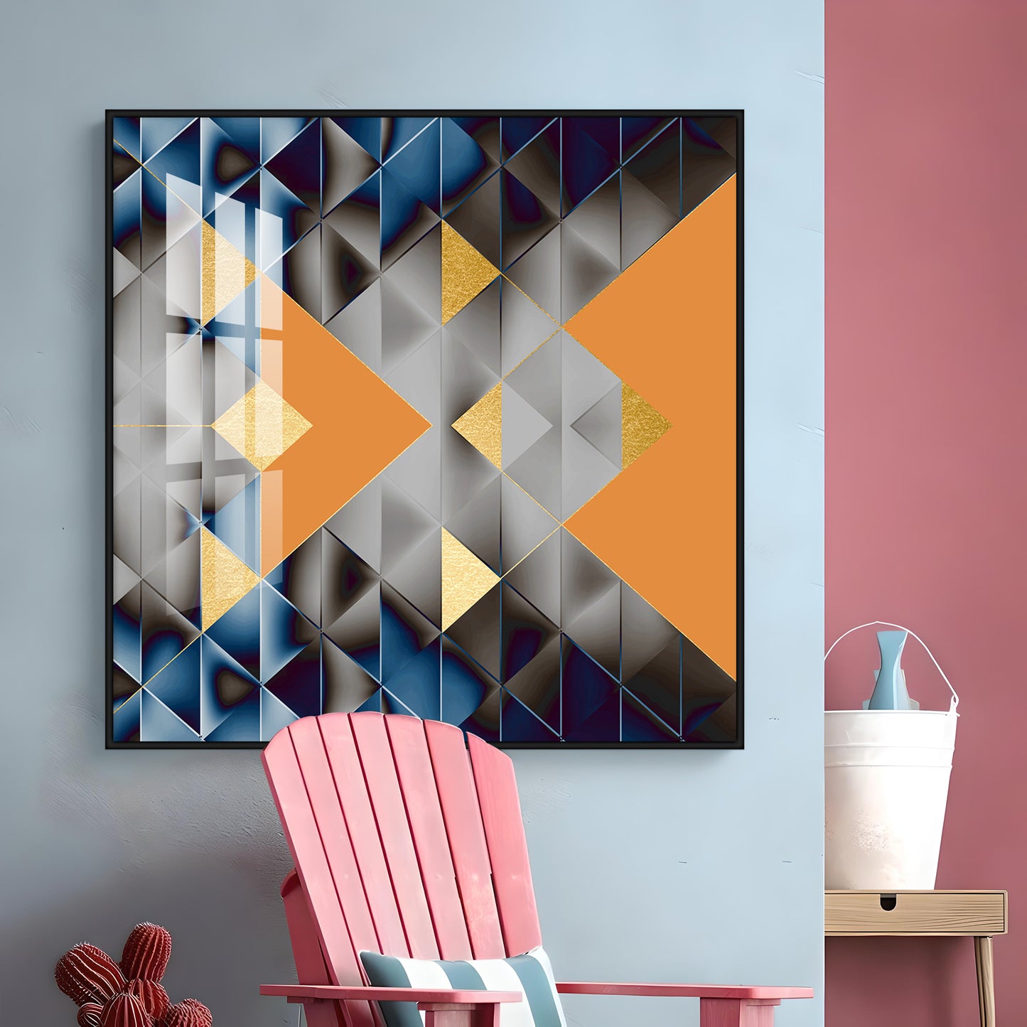 Watercolor Block Geometric Premium Acrylic Square Wall Art