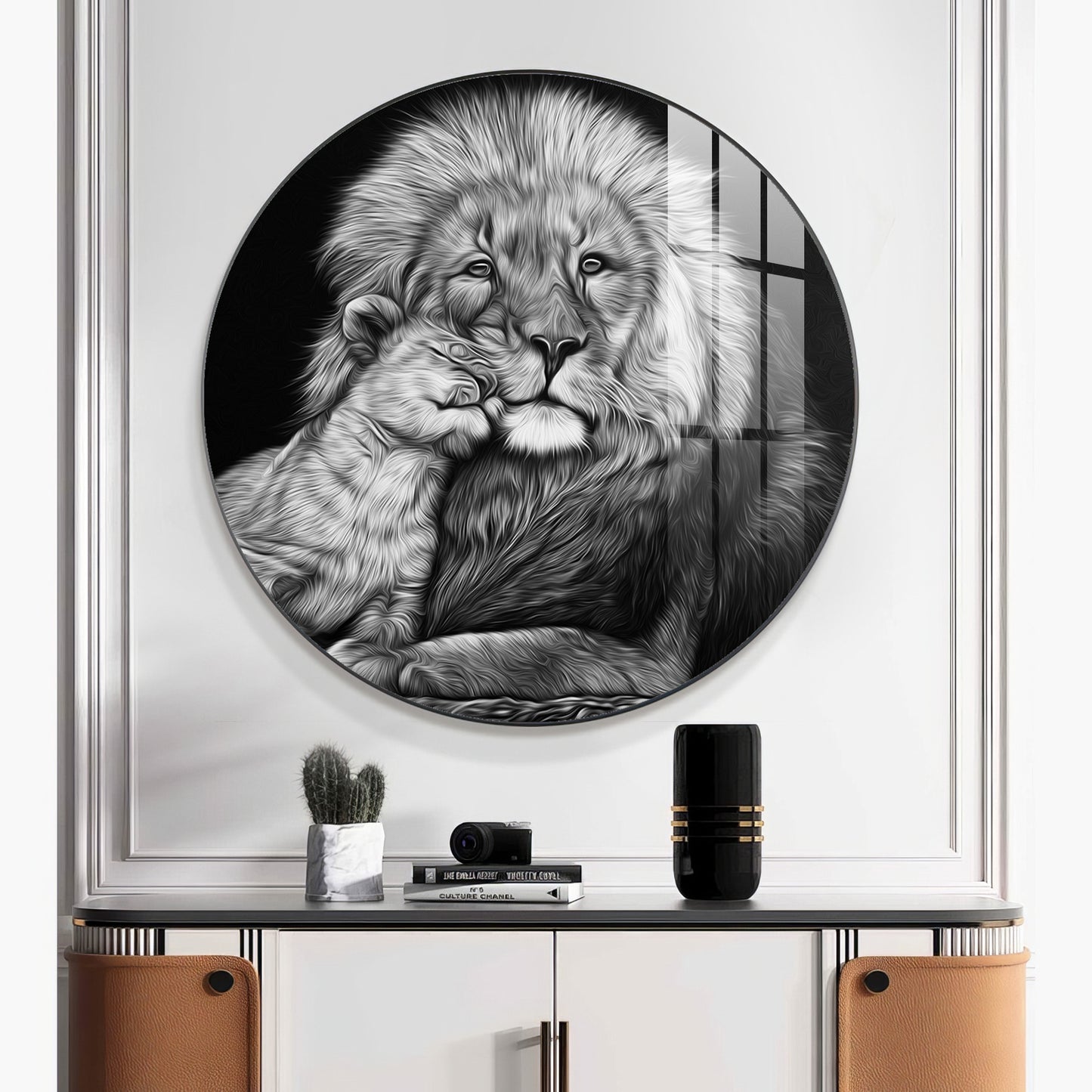 The Lion Emblem Premium Acrylic Round Wall Art