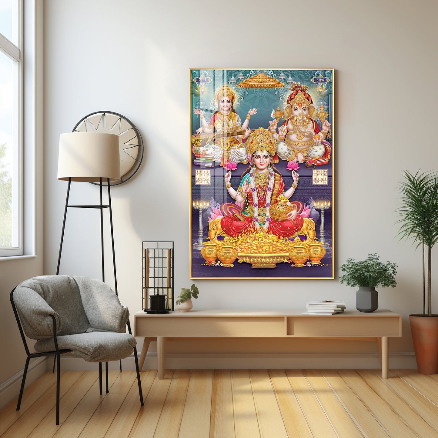 Goddess Grace Of Laxmi Premium Acrylic Vertical Wall Art