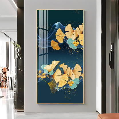 Golden Autumn Flowers Premium Acrylic Vertical Wall Art