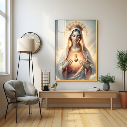 Divine Embrace of Mary Premium Acrylic Vertical Wall Art