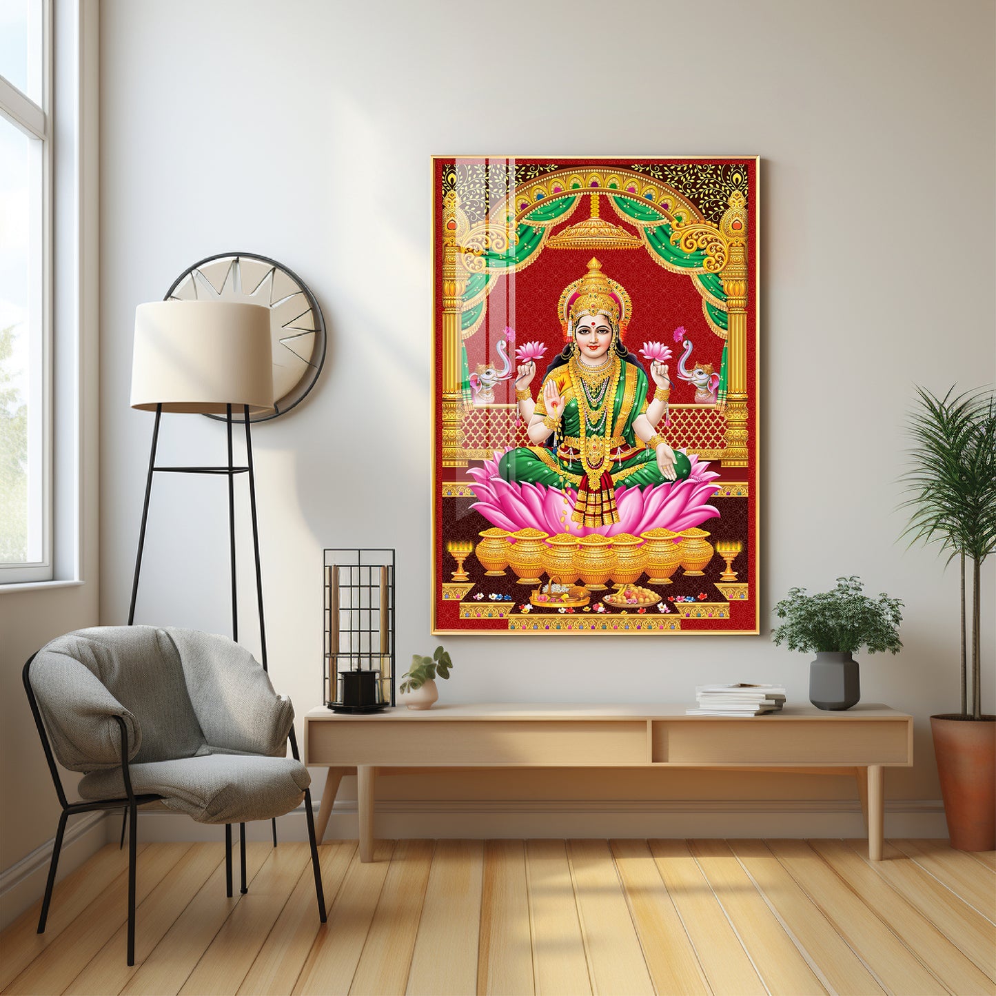 Lakshmi's Blessing Premium Acrylic Vertical Wall Art