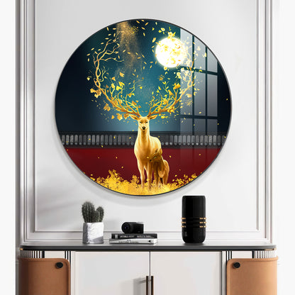 Celestial Deer Premium Acrylic Round Wall Art