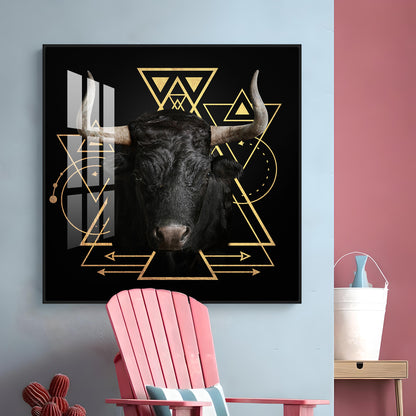 Gold Foil Geometric Figure Yak Premium Acrylic Square Wall Art