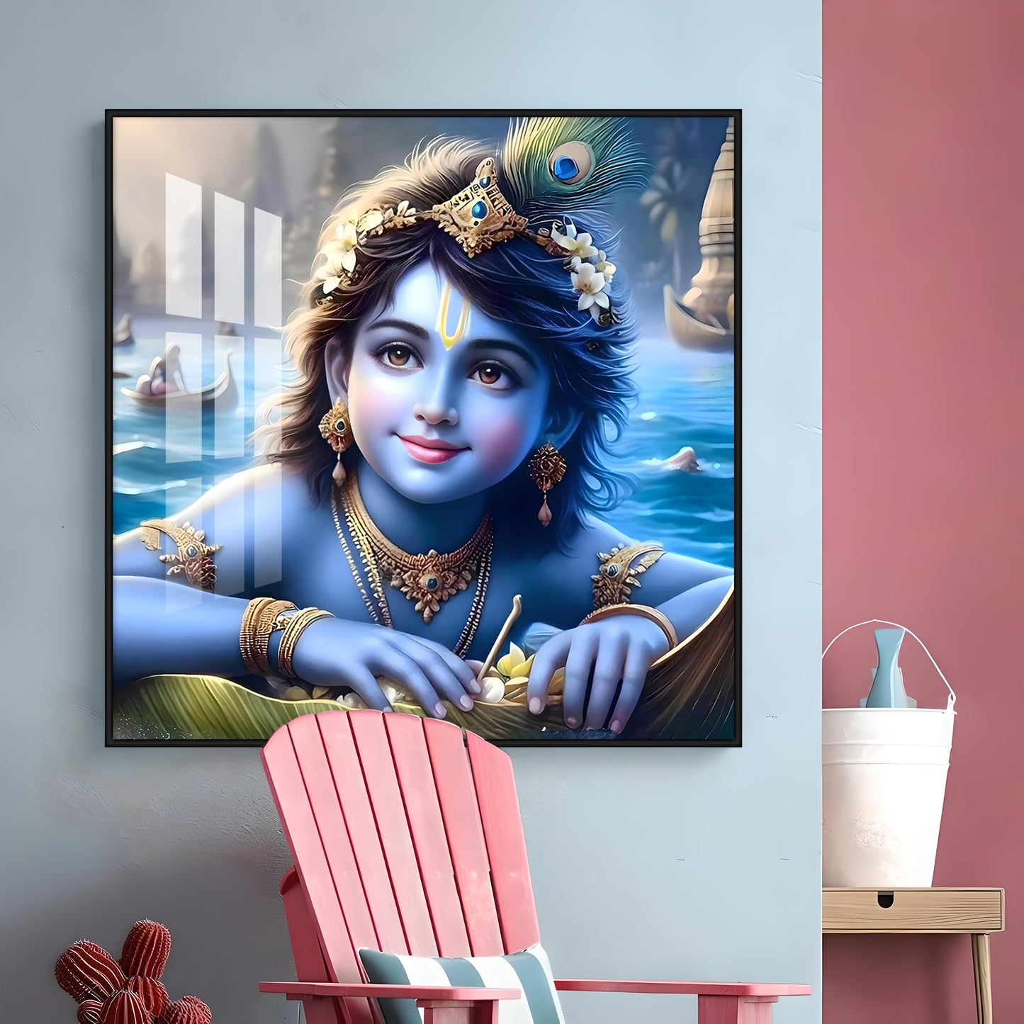 Little Krishna Premium Acrylic Square Wall Art