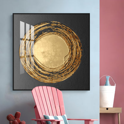 Retro Golden Circle Premium Acrylic Square Wall Art