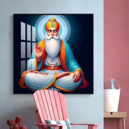 Divine Guru Nanak Dev Ji Premium Acrylic Square Wall Art