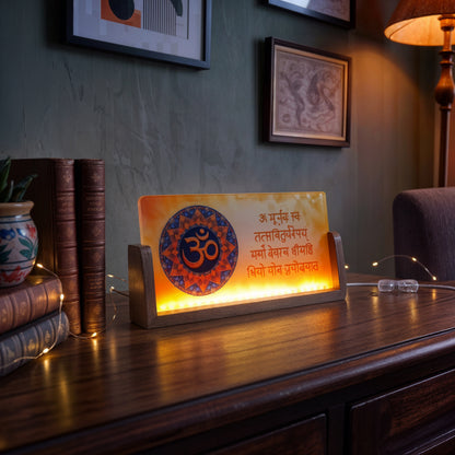 OM Acrylic LED Table Lamp - Wooden Stand