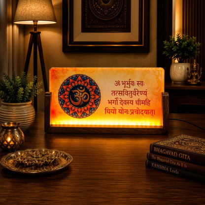 OM Acrylic LED Table Lamp - Wooden Stand