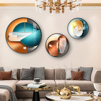 Semi Circle Abstract Premium Acrylic Round Wall Art (Set of 3)