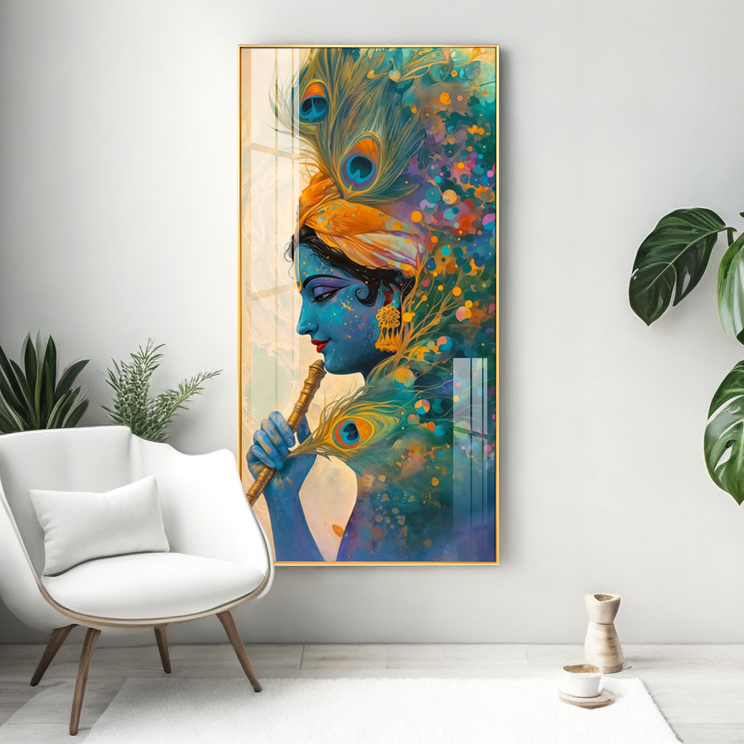 Krishna Portrait of Grace Premium Acrylic Vertical Wall Art