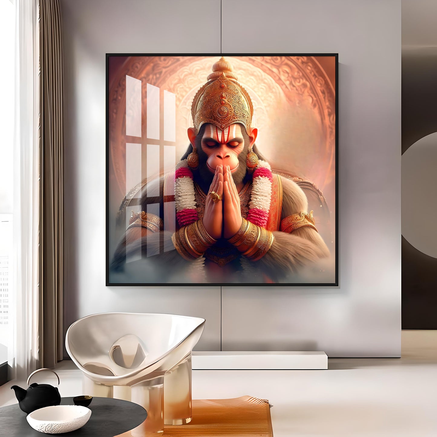 Powerful Hanuman Ji Premium Acrylic Square Wall Art