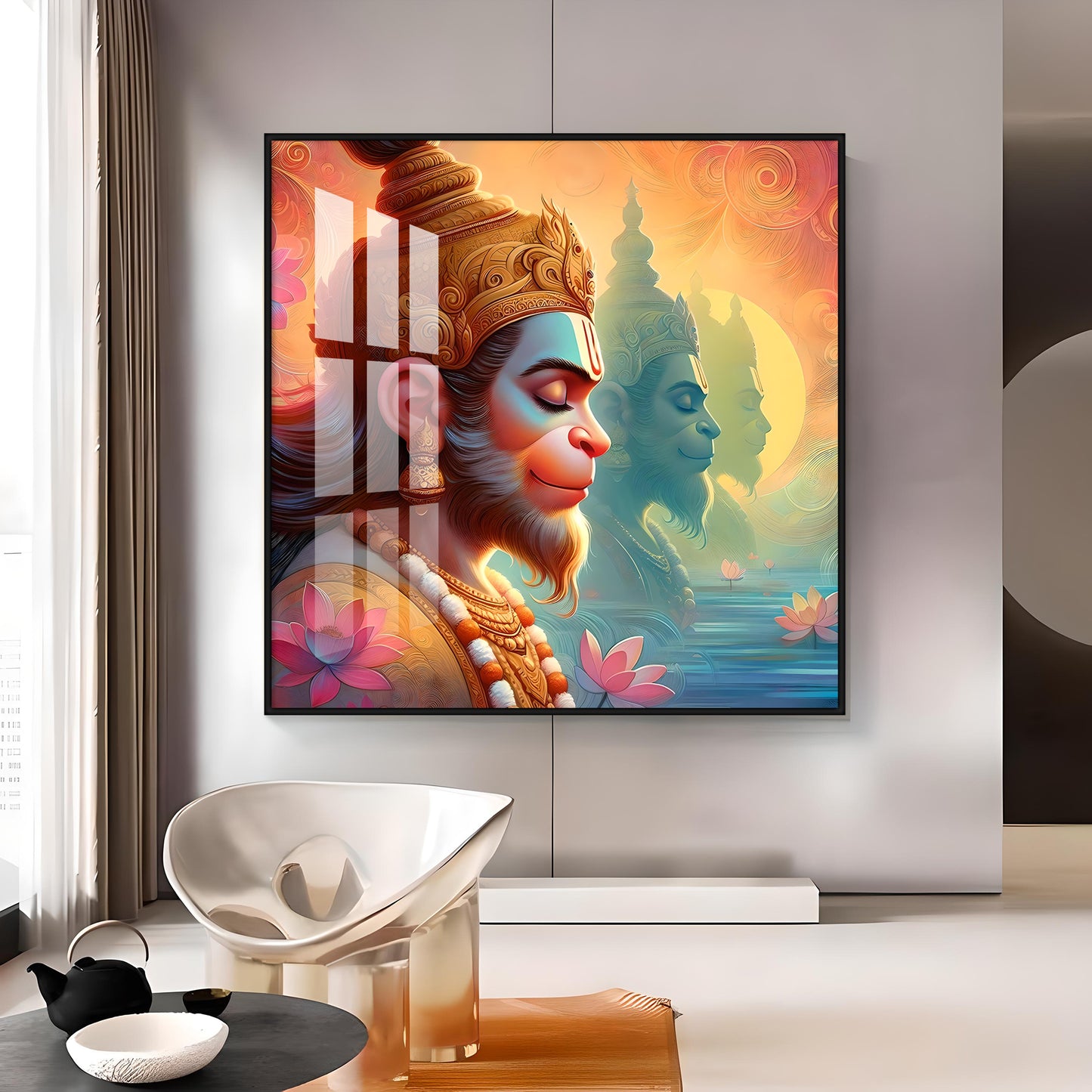 Hanuman ji Premium Acrylic Square Wall Art