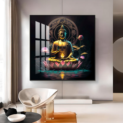 Namo Buddhay Premium Acrylic Square Wall Art