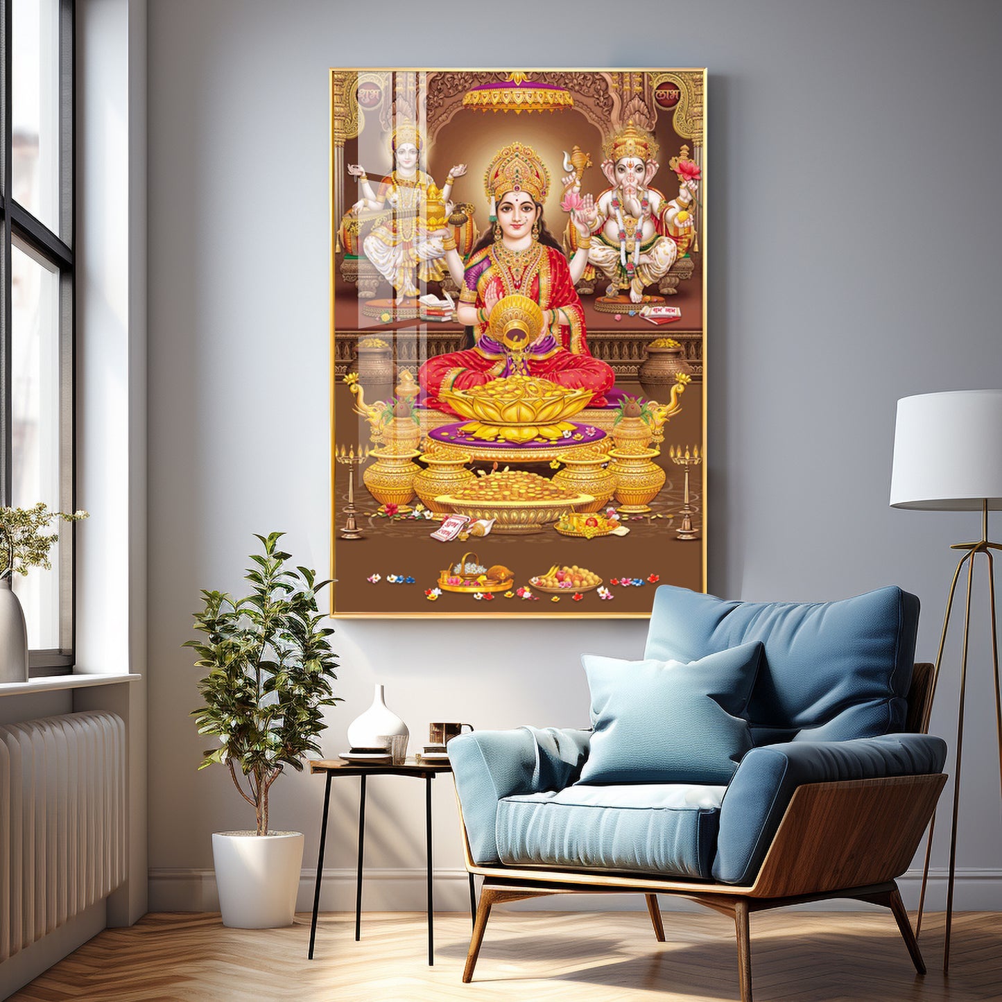 Transcendent Grace Of Maha Laxmi Ji Premium Acrylic Vertical Wall Art