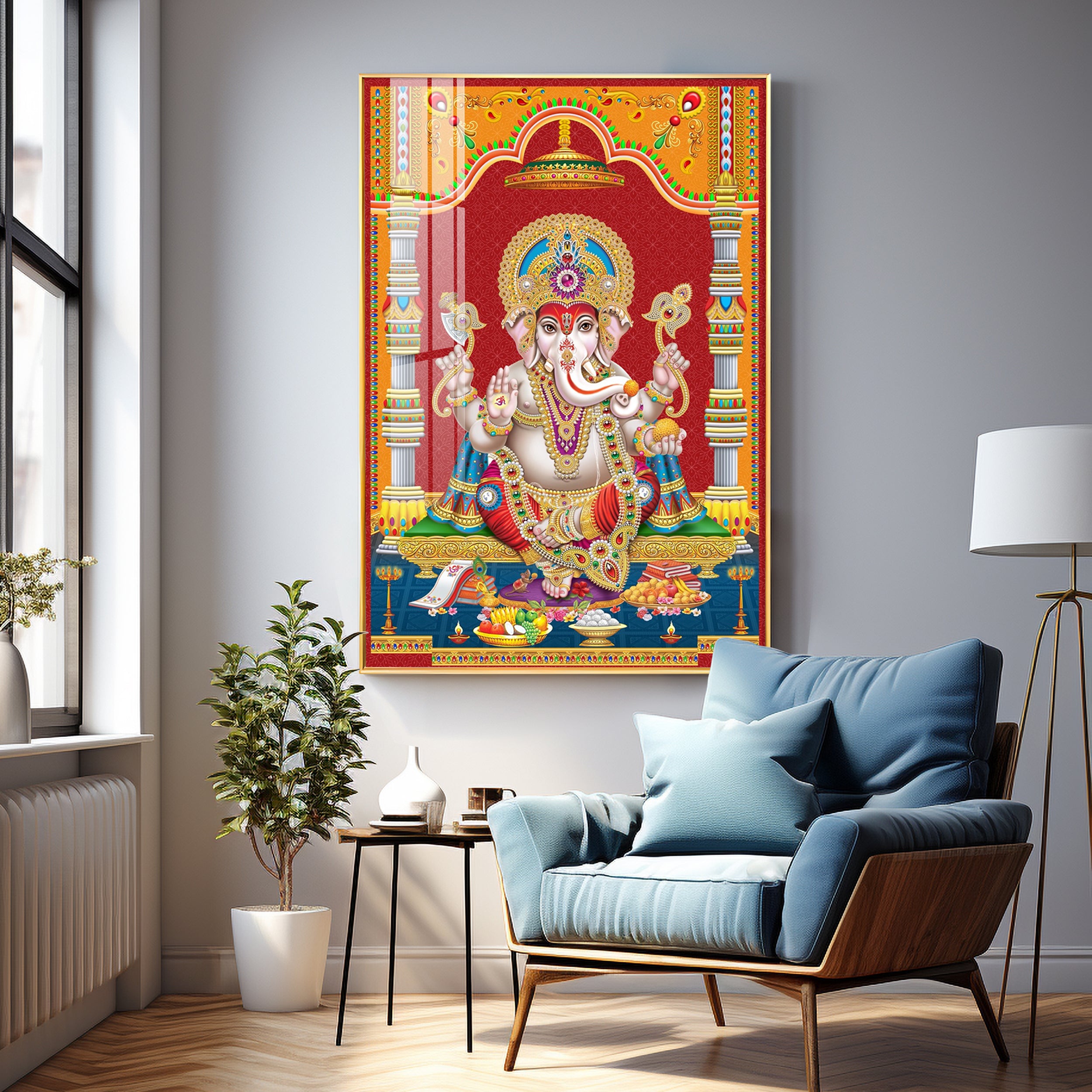 Divine Ganesha Premium Acrylic Vertical Wall Art