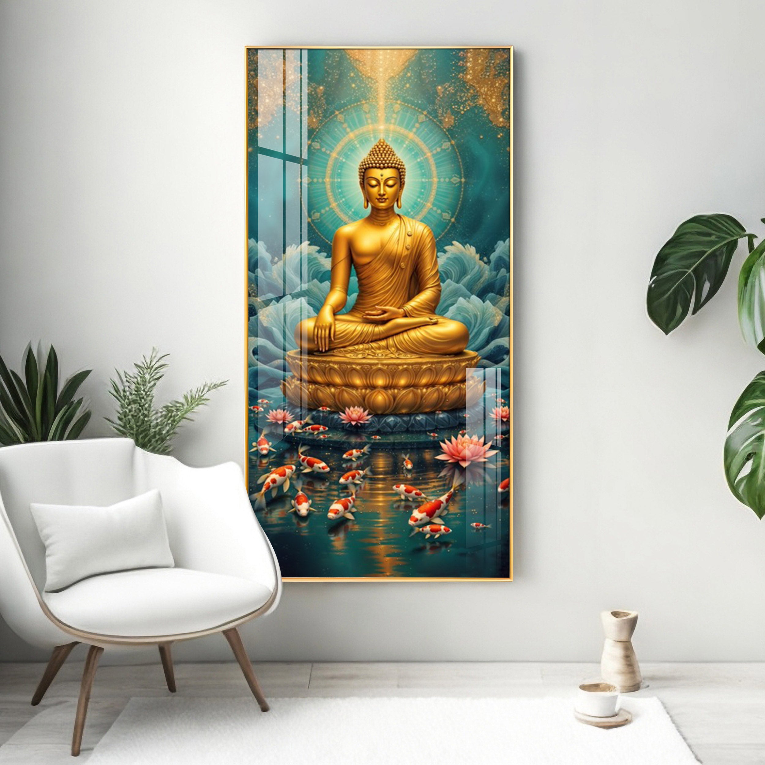 Calm Buddha Musing Premium Acrylic Vertical Wall Art