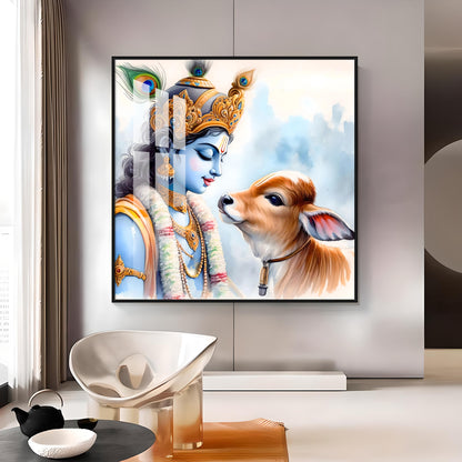 Shree Krishna Govind Premium Acrylic Square Wall Art