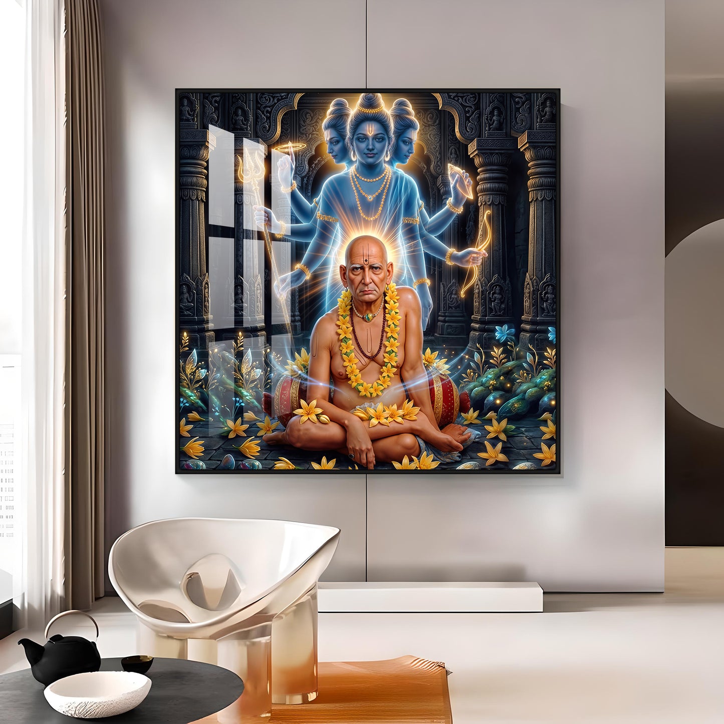 Divine Swami Samarth Premium Acrylic Square Wall Art