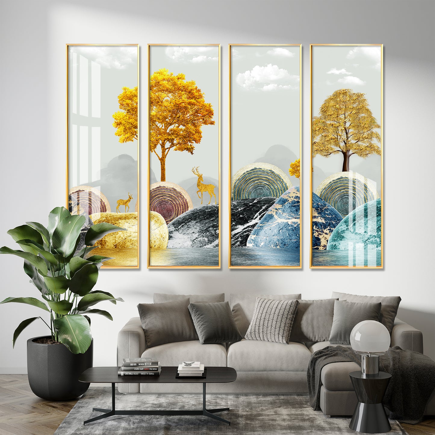 Forest scenery Premium Acrylic Vertical Wall Art (set of 4)