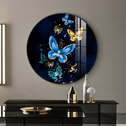Butterfly Haven Premium Acrylic Round Wall Art