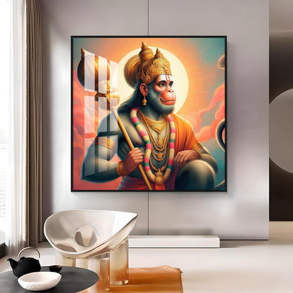 Bajrang Bali Premium Acrylic Square Wall Art