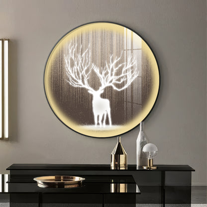 Antlered Reflection Premium Acrylic Round Wall Art