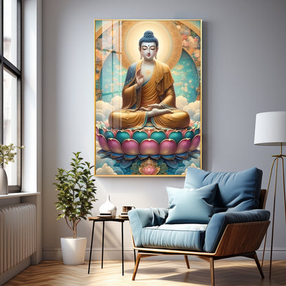 Serene Lotus Buddha Premium Vertical Acrylic Wall Art