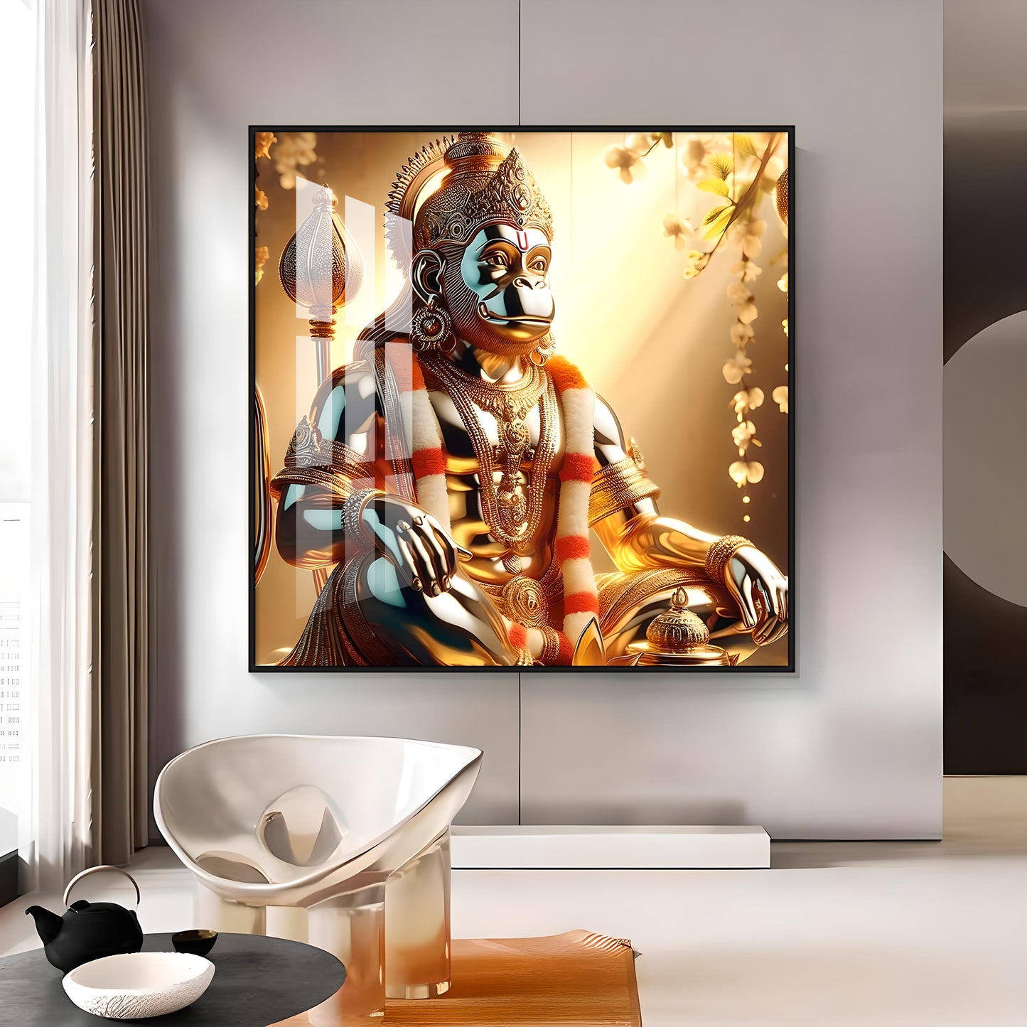 Rambhakt Hanuman Premium Acrylic Square Wall Art