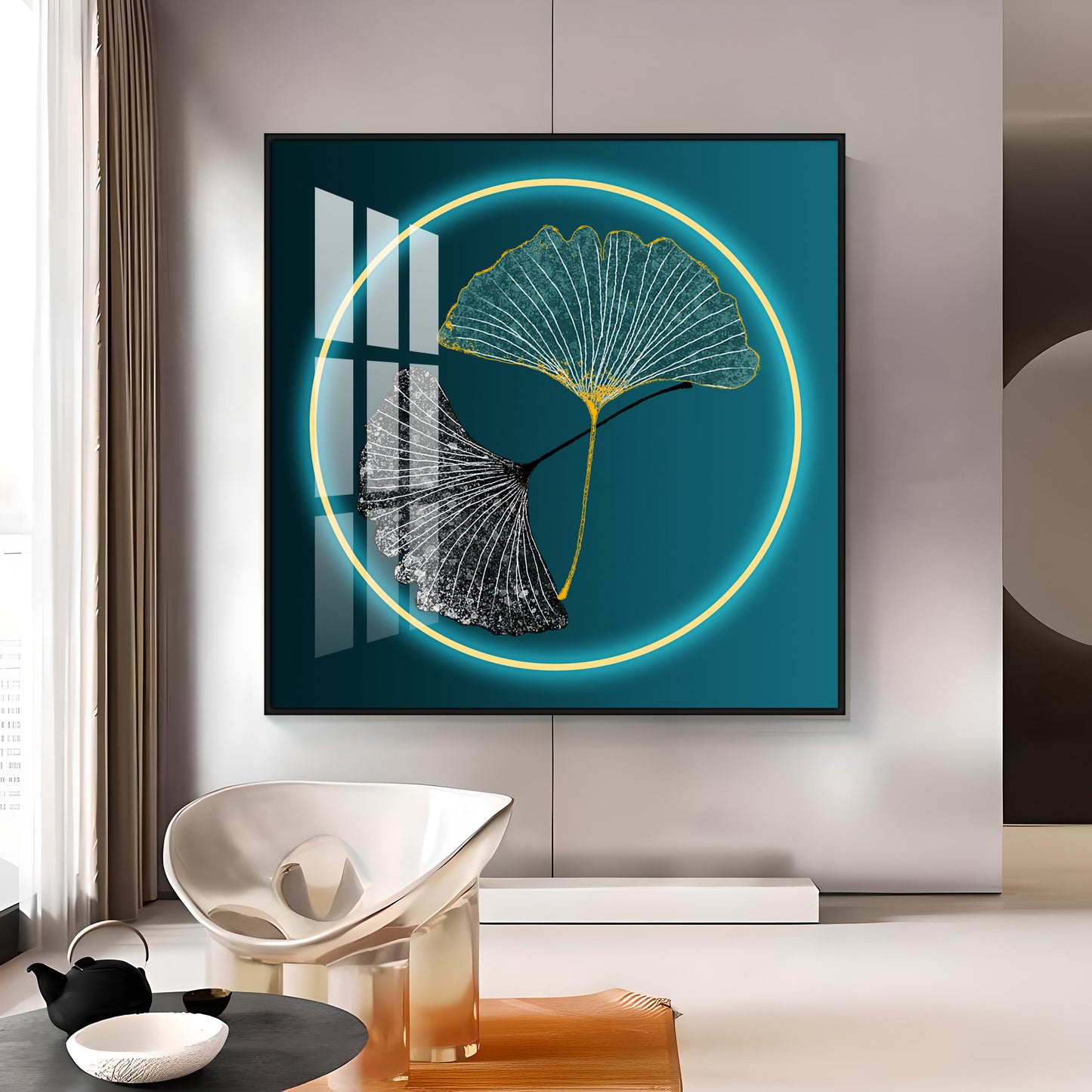 Ginkgo leaf Premium Acrylic Square Wall Art