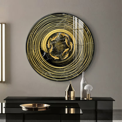 Koi In Spiral Premium Acrylic Round Wall Art