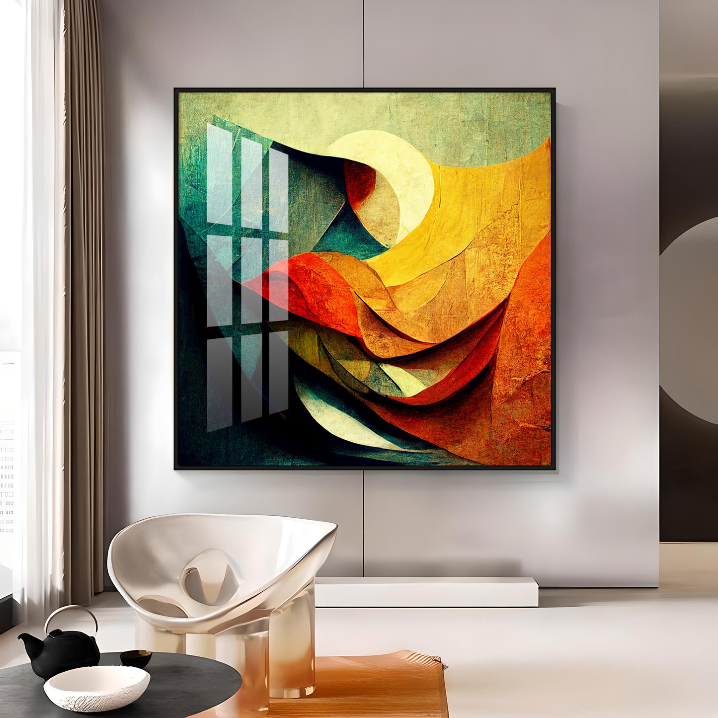 Abstract Contemporary Modern Watercolor Art Premium Acrylic Square Wall Art