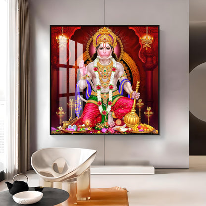 Sacred Harmony Of Hanuman Premium Acrylic Square Wall Art