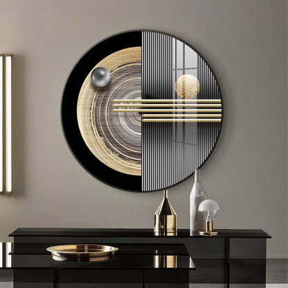 Golden Orb Premium Acrylic Round Wall Art