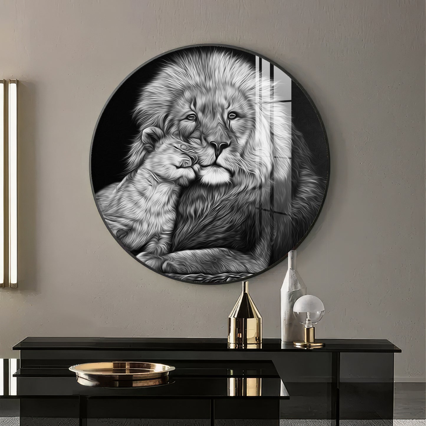 The Lion Emblem Premium Acrylic Round Wall Art