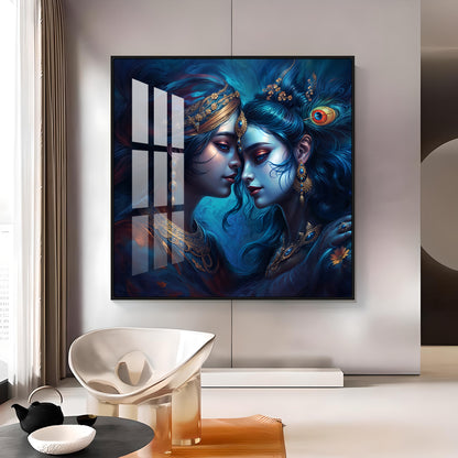 Magical Radha Krishna Luxury Crystal Square Wall Art