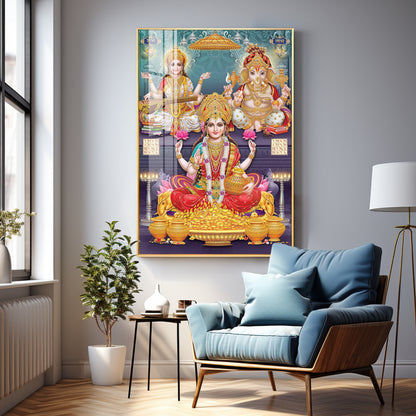 Goddess Grace Of Laxmi Premium Acrylic Vertical Wall Art