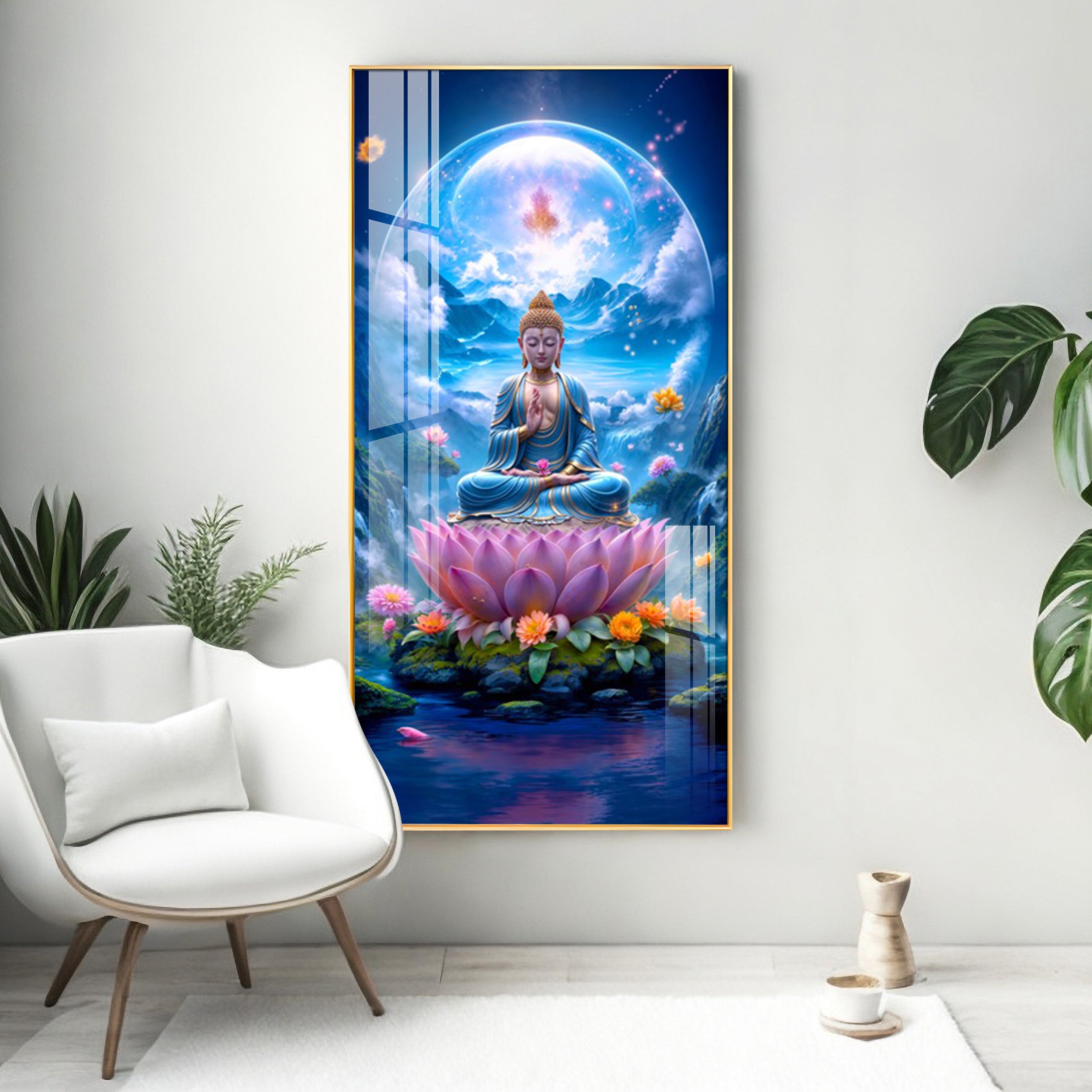 The Buddha's Lotus Premium Acrylic Vertical Wall Art