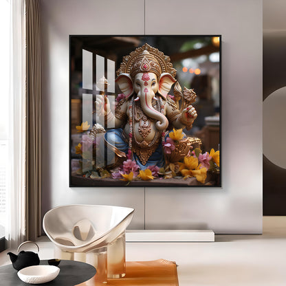 Karya Siddh Ganesh Premium Acrylic Square Wall Art