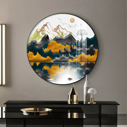 Mountain Escape Premium Acrylic Round Wall Art