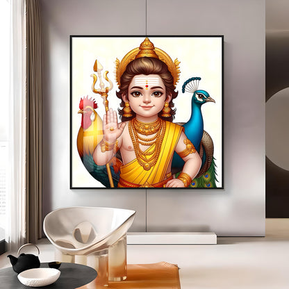 Lord Murugan Premium Acrylic Square Wall Art