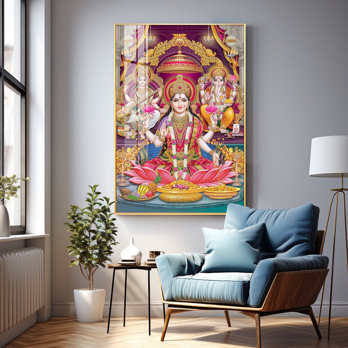 Mural of Hindu Goddesses Premium Acrylic Vertical Wall Art