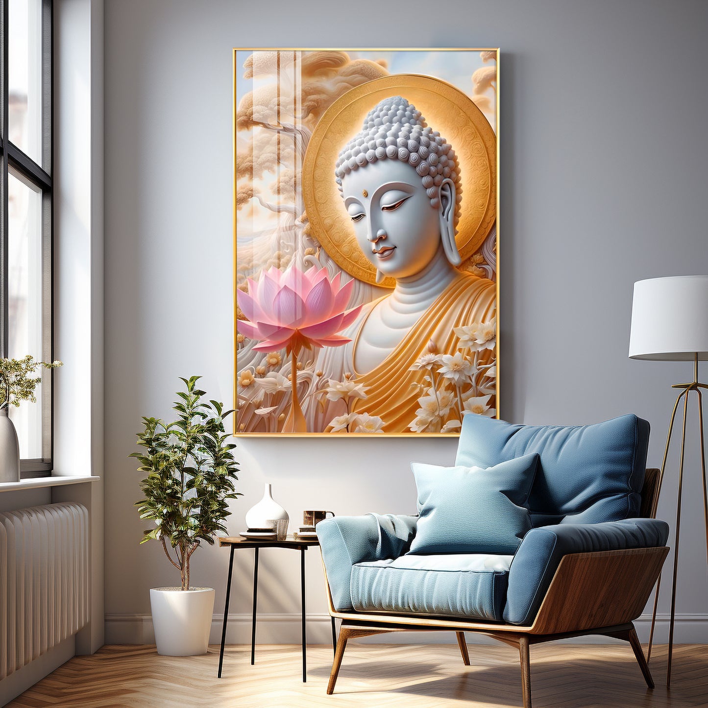 Dharvika Buddha Premium Acrylic Vertical Wall Art