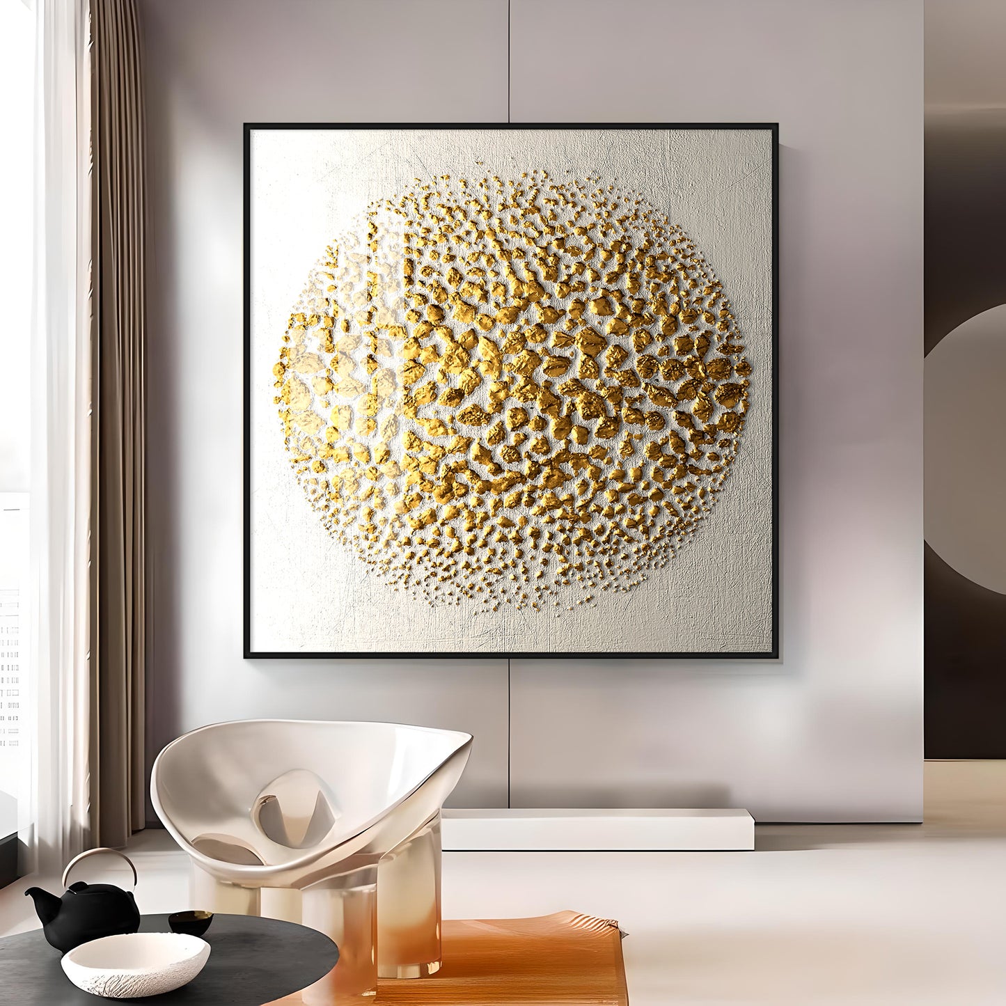 Golden Radiations Premium Acrylic Square Wall Art