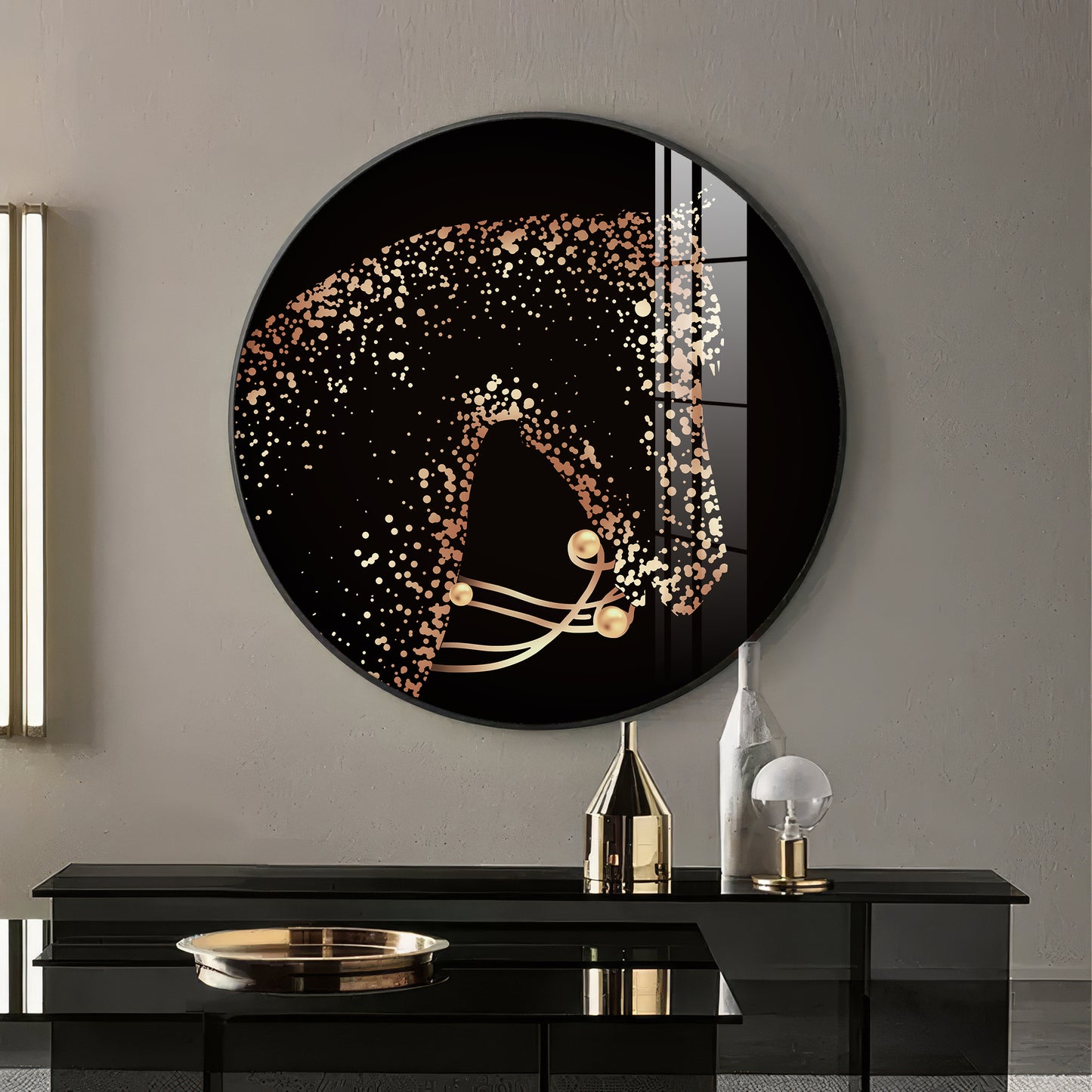 Golden Gallop Premium Acrylic Round Wall Art