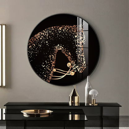 Golden Gallop Premium Acrylic Round Wall Art