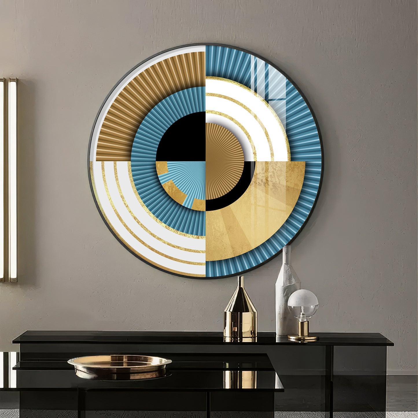 Luxe Waves Premium Acrylic Round Wall Art