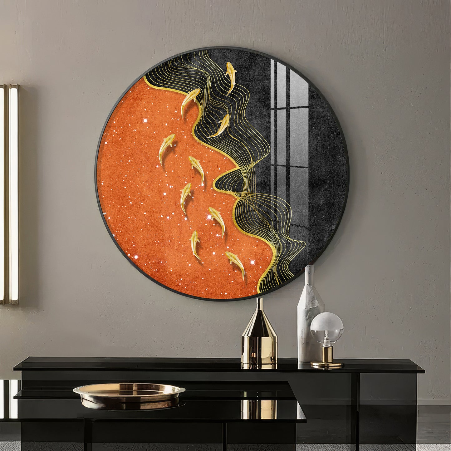 Goldfish Delight Premium Acrylic Round Wall Art