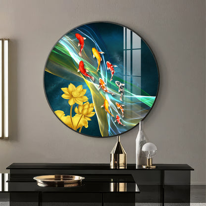 Aquatic Harmony Premium Acrylic Round Wall Art